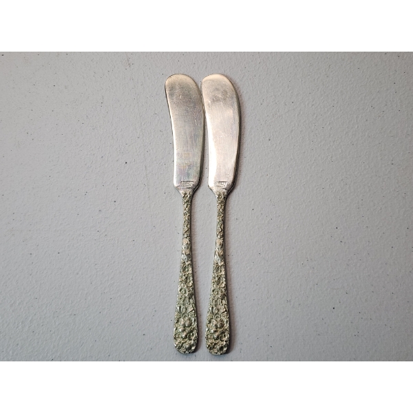 x2 Steiff "Rose" Sterling Silver Butter Knives TW: 63.7g