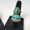 Image 3 : Assortment of Sterling Silver & Turquoise Rings, Various Styles & Sizes - Total Weight: 22.3g