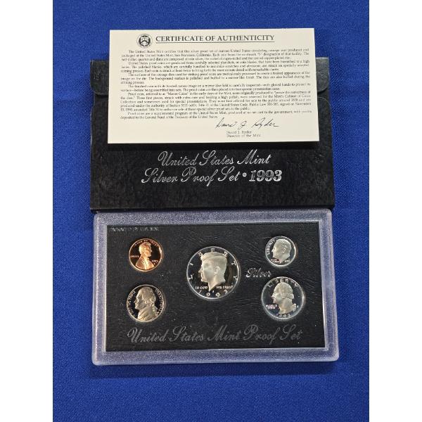 1993-S United States Mint Silver Proof Set in Original Box w/ COA