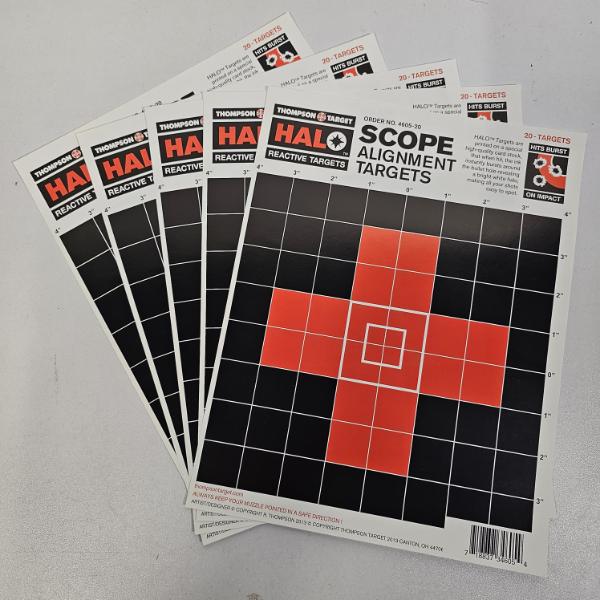 5 Thompson Target HALO Reactive Paper Shooting Targets - Scope Alignment