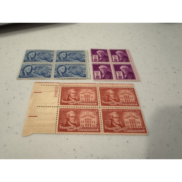 12 - Old Unused Stamps US Postage - Mint Condition - Exceptional Blocks
