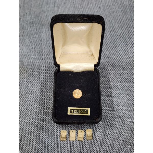 Assortment of Gold Pieces ~ 4 Different 10K Gold Bars (0.5G) & A 14K Gold Miniature $20 Eagle (0.8G)
