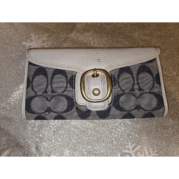 Blue Jean & White Leather Authentic Coach Wallet