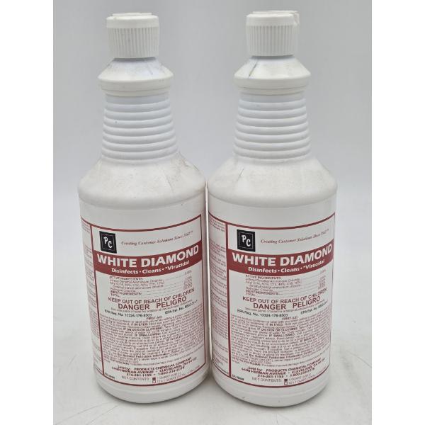 Two Brand New, 1 Quart Bottles Of White Diamond Disinfectant, Cleaner & Virucidal 
