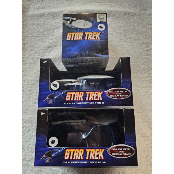 Star Trek - 3 Assorted USS Enterprise Vehicular Figures with Display Stands - SEALED/NIB!!!