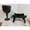 Image 5 : Misc. Glass Items - Goblet - 2 Elephants - Glass Horse - Leaf Shaped small dish