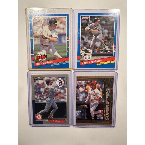 4 - Mark McGwire Baseball Cards Including Home Run Milestone Card - Mint Condition 