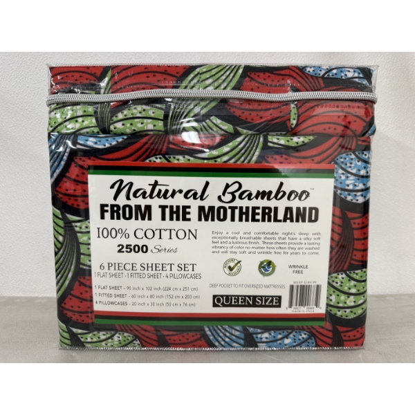 Natural Bamboo From The Motherland 2500 Series 6 Piece Sheet Set-Queen Size