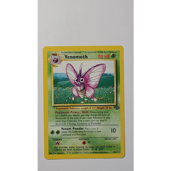 1999 Venomoth #29/64 (Non-Holo) RARE Pokemon Trading Card From The Jungle Set - Near Mint