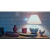 Image 1 : 6 Pc Vintage Collectible Group As Shown - Includes Carved Boating - Lamp & More As Shown