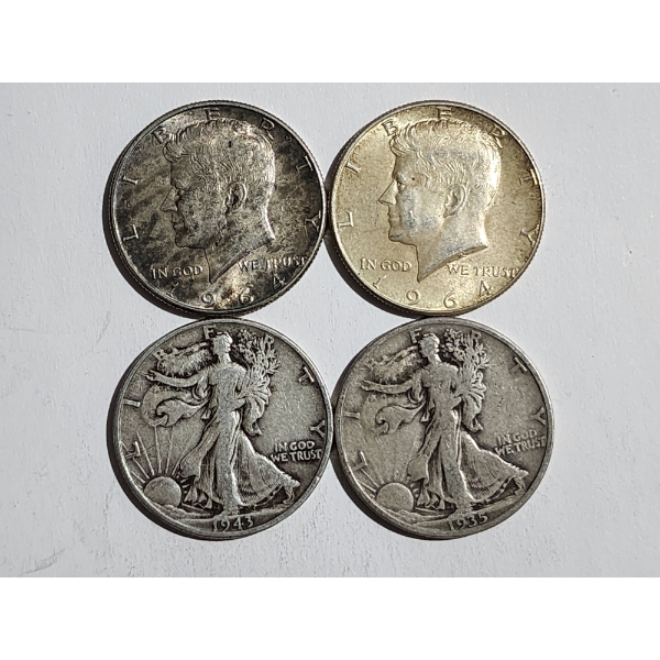 $2.00 Face Value in Walking Liberty & Kennedy 90% Silver Half Dollars