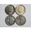 Image 1 : $2.00 Face Value in Walking Liberty & Kennedy 90% Silver Half Dollars