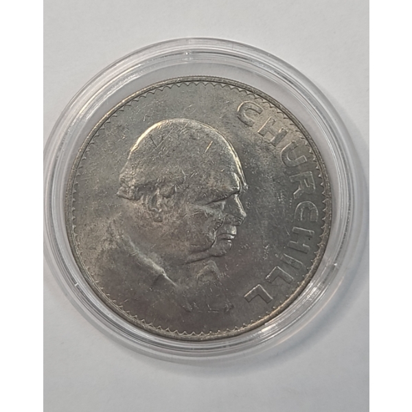 Great Britain 1965 Winston Churchill Queen Elizabeth II Crown Commemorative Coin In Capsule