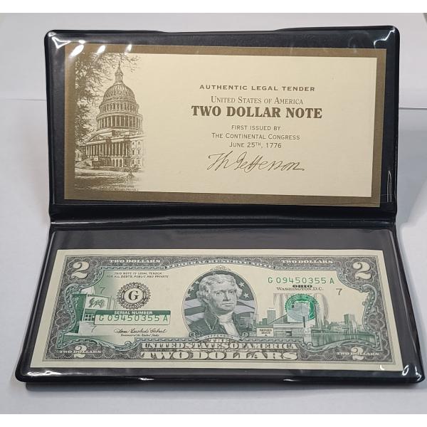 Authentic Legal Tender Uncirculated U.S 2003A $2 Federal Reserve Note With Ohio State Overprint