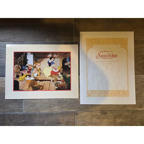 1993 Walt Disney Aladdin And Snow White Exclusive Commemorative Lithographs Both Carefully Preserved