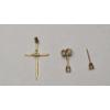 Image 1 : 14K Gold Cross Pendant & Set Of Earrings - Total Weight: 1.4g