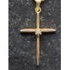 Image 2 : 14K Gold Cross Pendant With Clear Stone On 14K Gold Rope Necklace - Total Weight: 4.6g