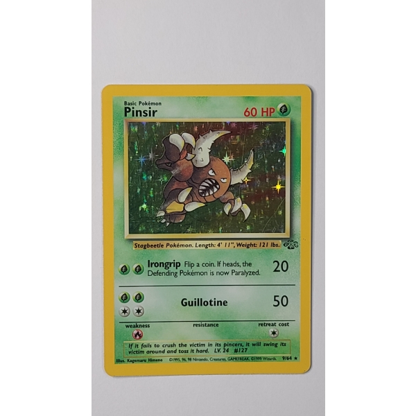 Vintage Pinsir #9/64 HOLO RARE Pokemon Trading Card From The Jungle Set - Near Mint Condition 