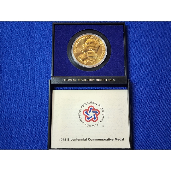 American Revolution Bicentennial Medal with Display Case - Paul Revere "Shot Heard Around The World"