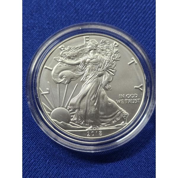 2018- W American Silver Eagle One Ounce 99.9% Silver UNCIRCULATED Coin w/ Box & COA