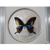 Image 2 : IGC MS-70 China Chen Baocai Yellow & Blue Butterfly .999 Silver Clad Coin 