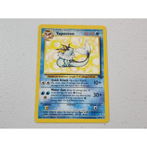 Vintage Pokemon Trading Card: Vaporeon 28/64