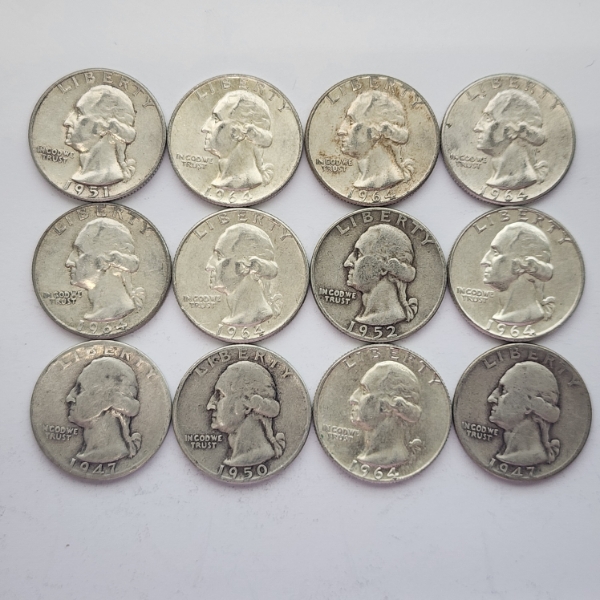 $3.00 Face Value of Assorted Years U.S. Washington 90% Silver Quarters