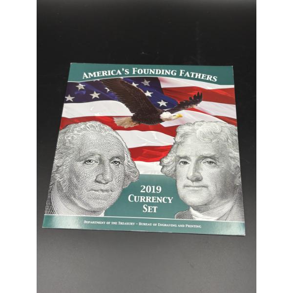 America's Founding Fathers 2019 Currency Set - Series 2017 $1 and Series 2013 $2 Matching Set - COA 