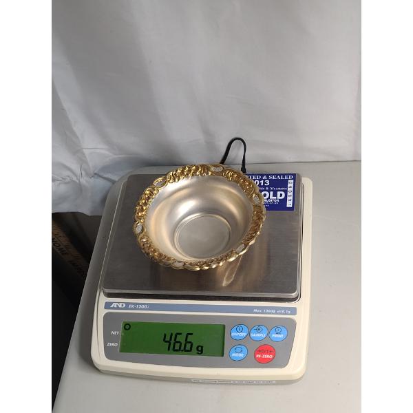 Sterling Silver Ornate Dish With Gold-tone Accents - Weight: 46.6g