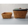 Image 3 : (2) Longaberger Square Baskets, Snowman Wooden Fabric Lid