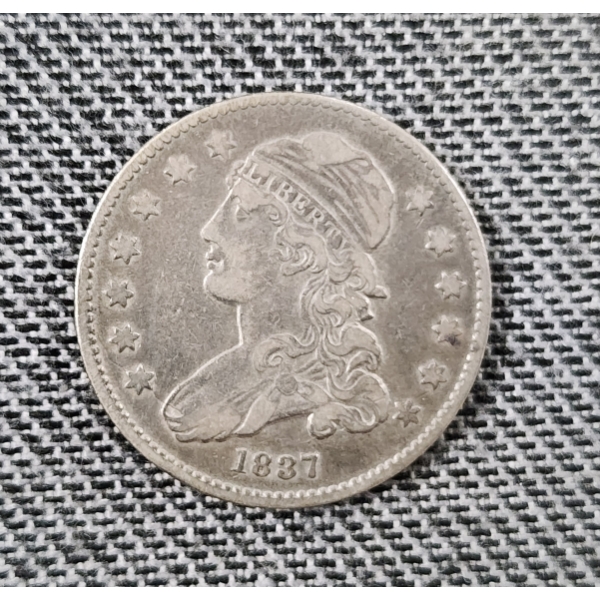 INCREDIBLE RARE COIN ~ 1837 Capped Bust 89% Silver United States Quarter ~ ONLY 252,400 Minted!