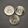 Image 5 : x3 SILVER Kennedy Half Dollars: (2) 90% Silver 1964 & (1) 40% Silver 1969 - FV: $1.50