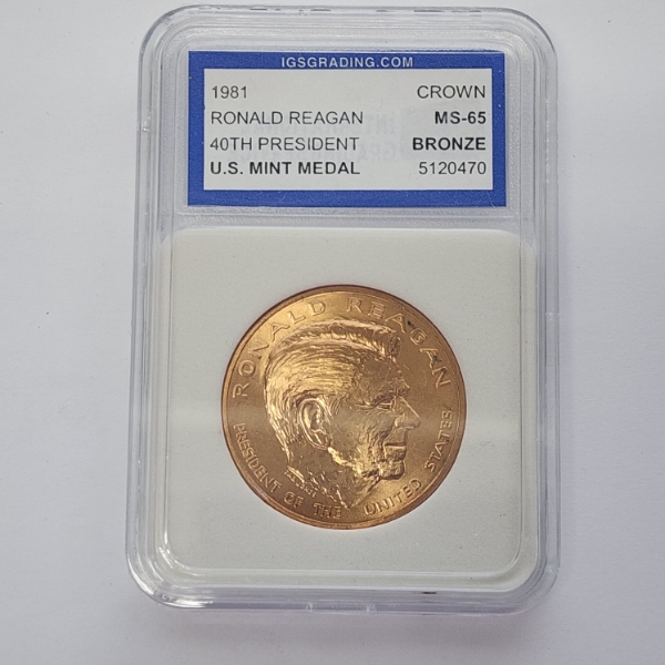 1981 Ronald Reagan U.S. Crown Bronze Mint Medal Graded by IGS MS65