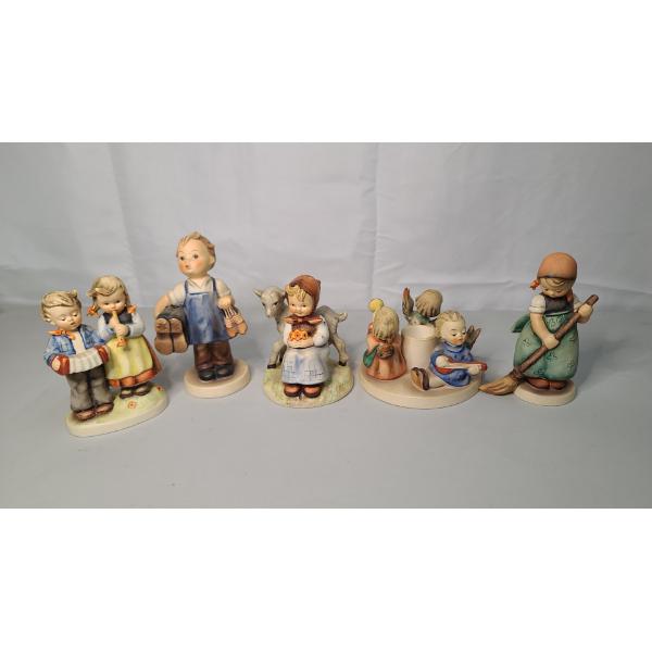 (5) Vintage Collectible Hummel Goebel West Germany Porcelain Figurines/Candle Stick Holder