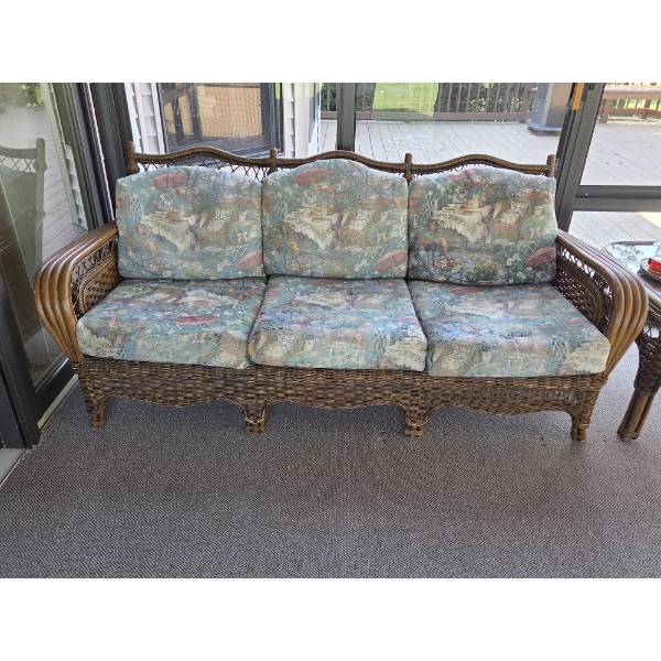 *Pick Up At Mantua Home-No Shipping Available* Beautiful Classic 78Lx34H Wicker Rattan Sofa With Fab