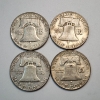 Image 2 : Four 1953-D United States 90% Silver Franklin Half Dollars - FV: $2.00