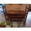 Image 1 : Louisville Home Pickup - Antique Solid Wood Drop Down Table & 2 Ladder Back Rattan Seat Chairs - EX!