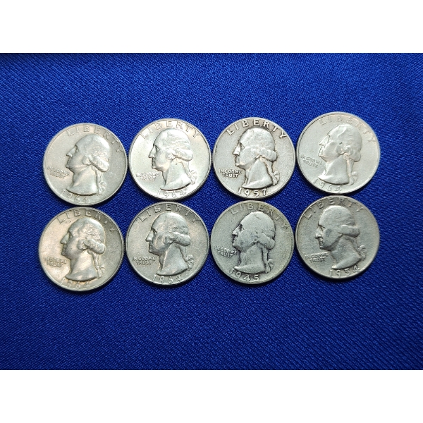 Assorted Years 90% U.S. Silver Quarters - Face Value $2.00