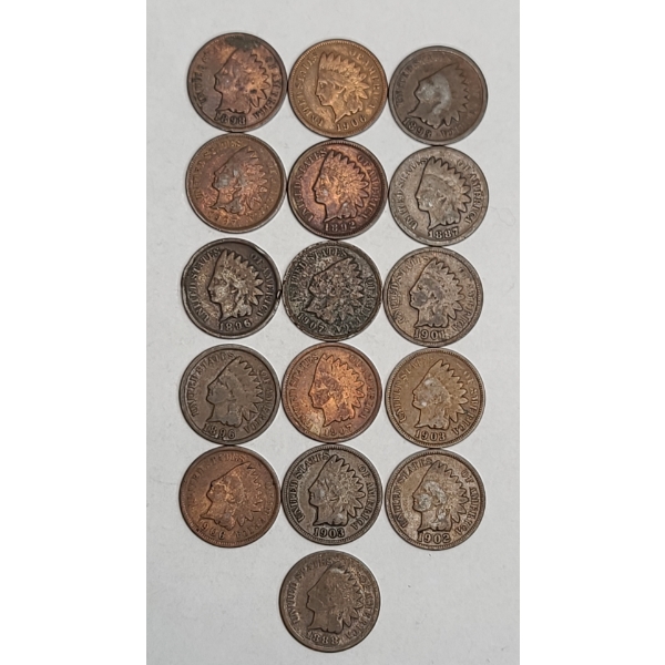 Assorted Years U.S Indian Head Cents - Face Value: $0.16