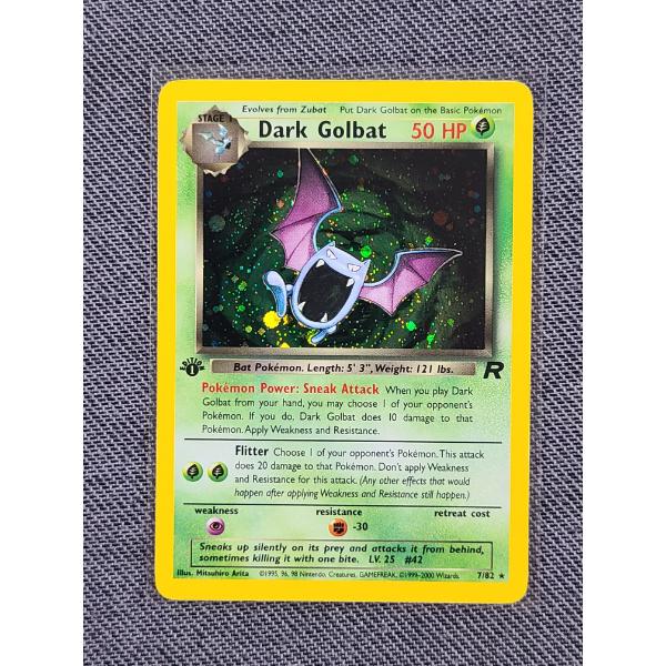 1st Edition Dark Golbat 7/82 Holo Rare Pokemon Rocket Set Trading Card 