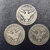 Image 2 : 3 Pcs - 1902 Barber (Liberty Head ) 90 % Silver Half Dollars P / O / S  See Pics