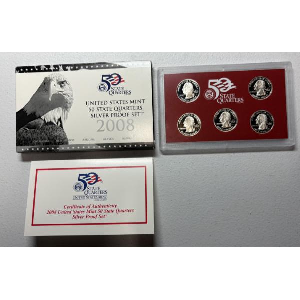 2008 United States Mint 50 State Quarters Silver Proof Set 
