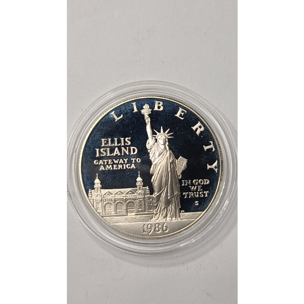 1986-S Statue of Liberty Centennial 90% Silver Proof Dollar In Coin Capsule
