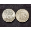Image 4 : Two 90% Silver 1964 Kennedy Silver Half Dollars - $1 Face Value in 90% Silver!
