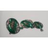 Image 2 : Vintage Siam Sterling Silver Green Enamel Jewelry - Weight: 22.2g