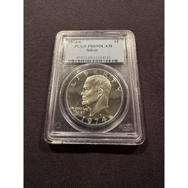 1974-S Eisenhower Silver Dollar - PCGS PR69 Deep CAMEO - Incredible Coin