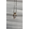 Image 2 : 14K Gold Necklace Pendant With Clear Stone & Silver Toned Chain - See Description 