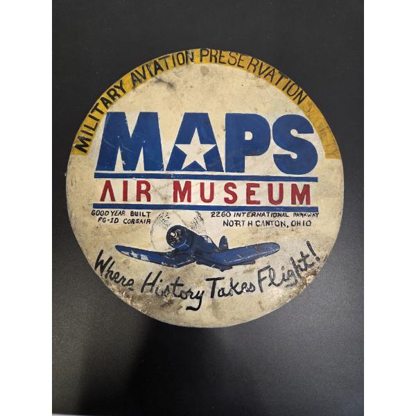 Maps Air Museum Hand Painted Metal Sign 9.5''