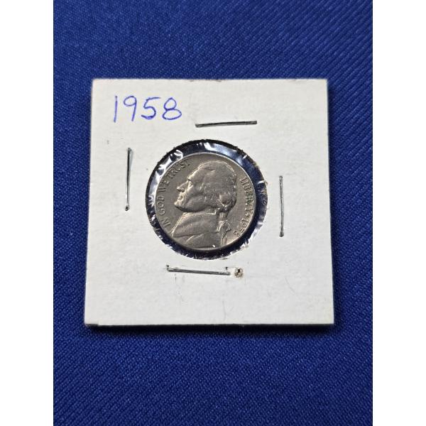 1958 United States Jefferson Nickel in Protective Sleeve
