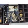 Image 6 : Large Cherry-Wood Jewelry Box with Contents: Statement Necklaces, Watches, Earrings, & More!